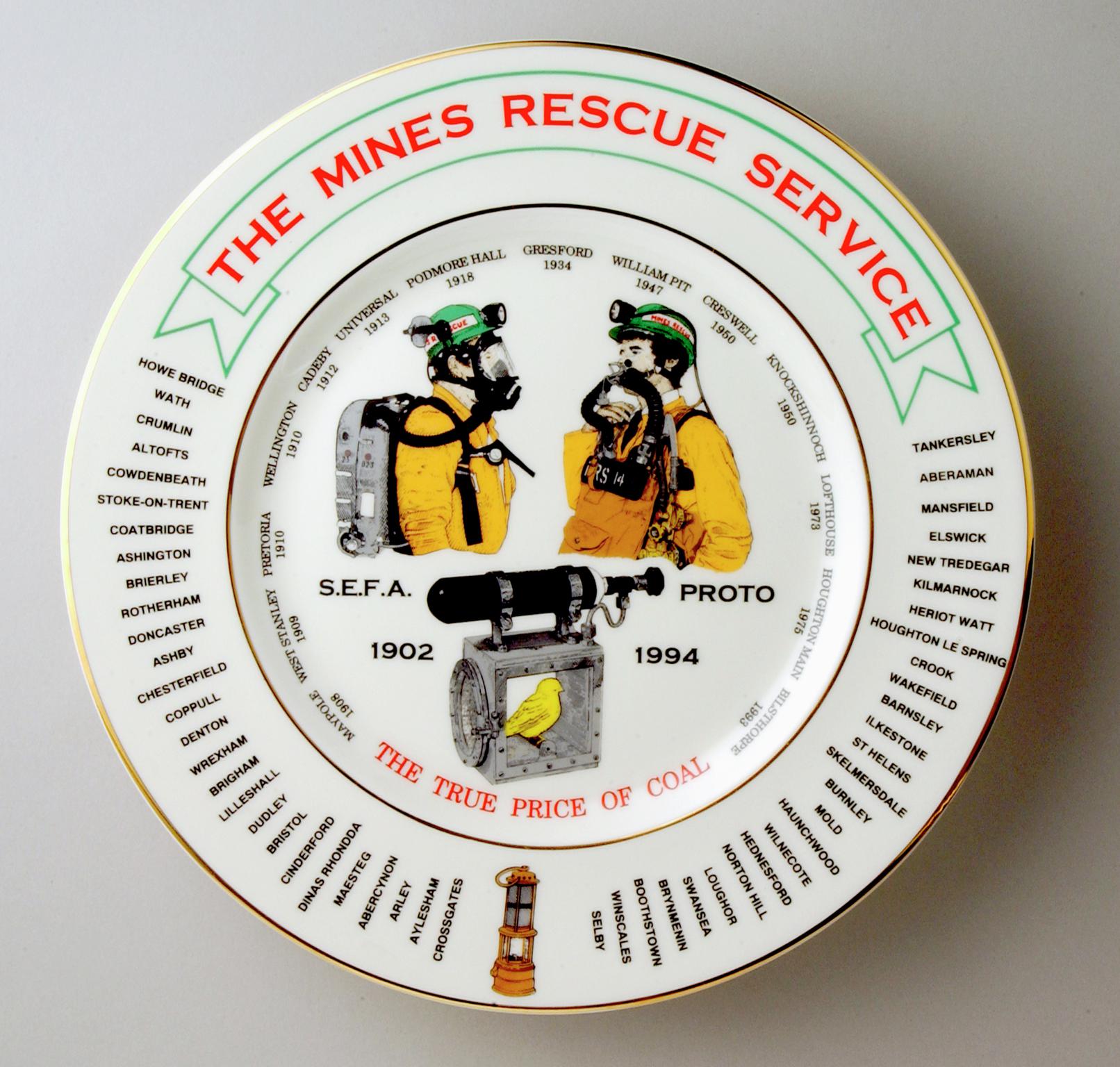 Mines Rescue Service 1902-1994, plate