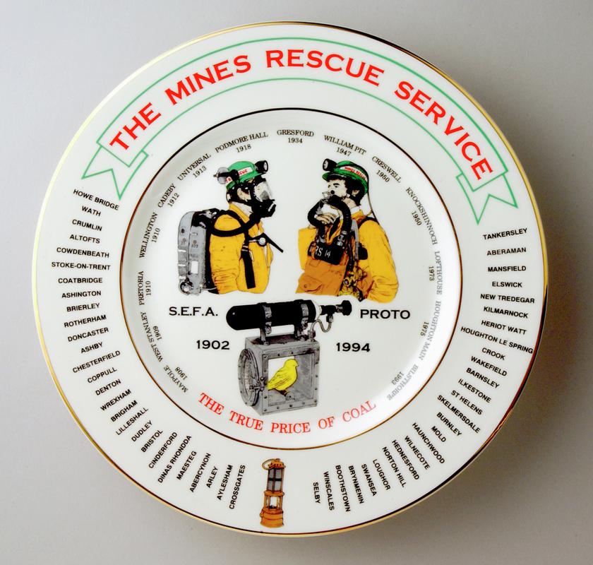 Mines Rescue Service 1902-1994, plate (front)