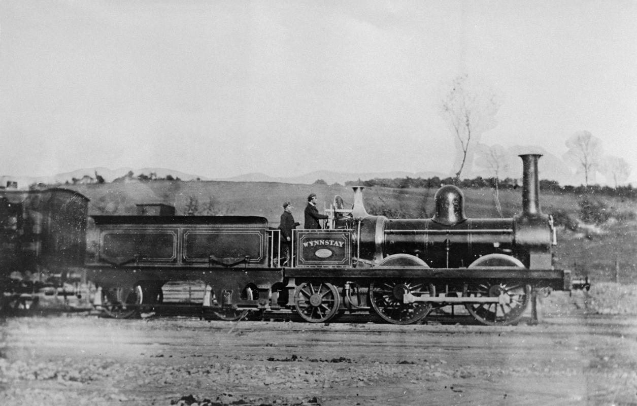0-4-2 locomotive "WYNNSTAY" built by Sharp, Stewart & Co. of Manchester in 1859 for the Newtown & Llanidloes Railway.