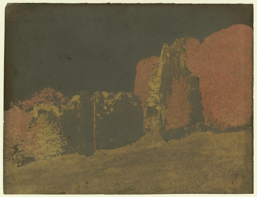 Wax paper calotype negative. Penrice Castle Ruins, Western Side (1855-1860)