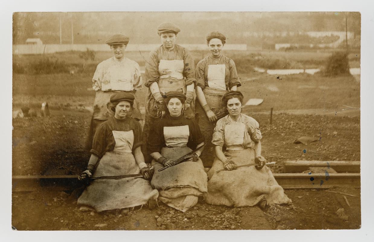 Group of 6 female tinplate workers, Swansea.
