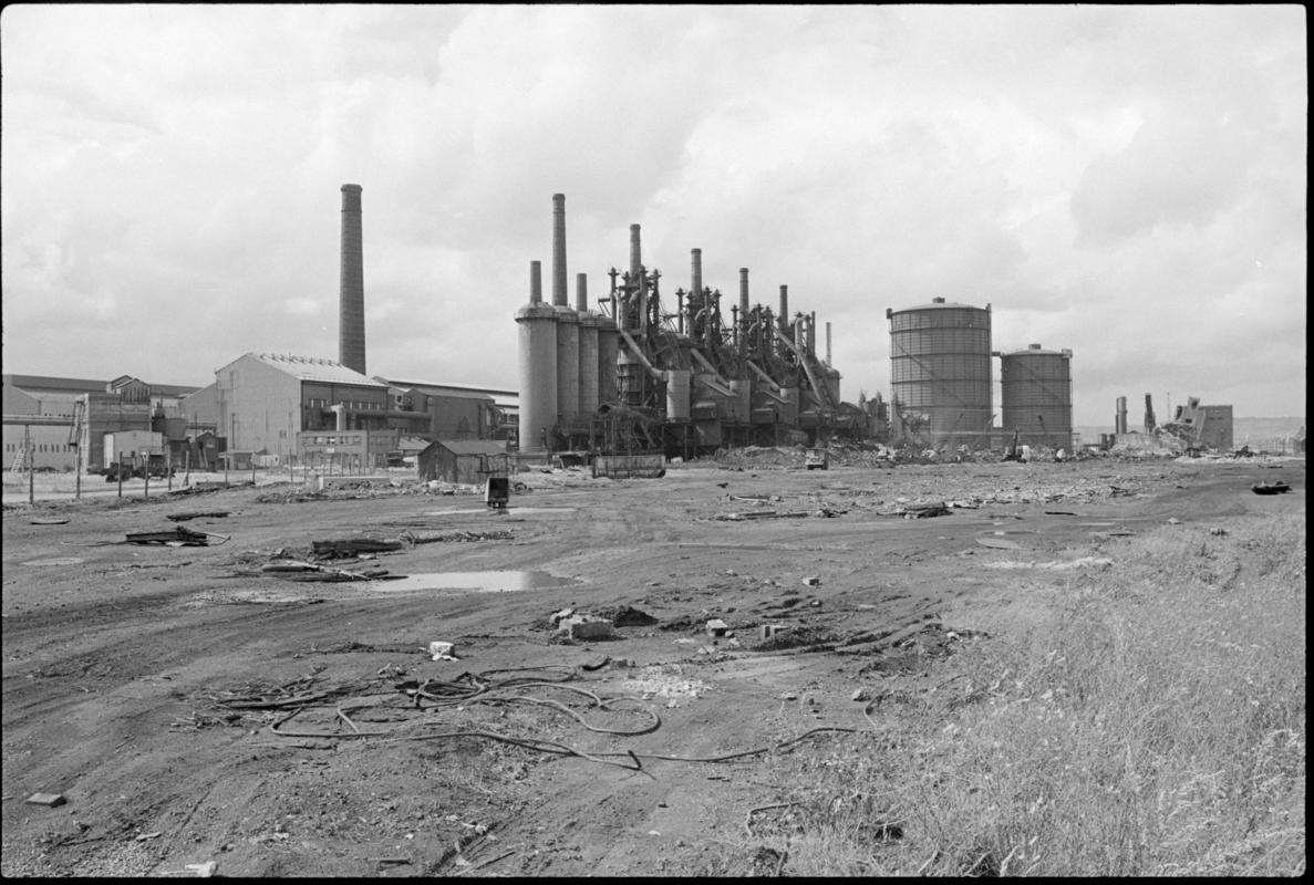 East Moors Steelworks in the process of demolition.