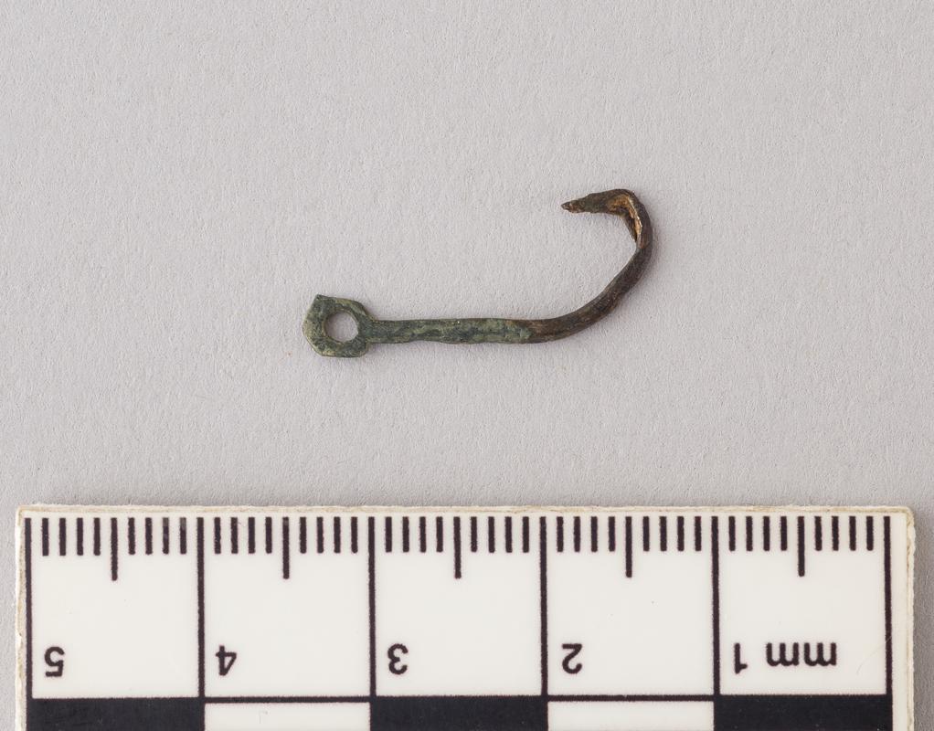 Roman copper alloy fish hook