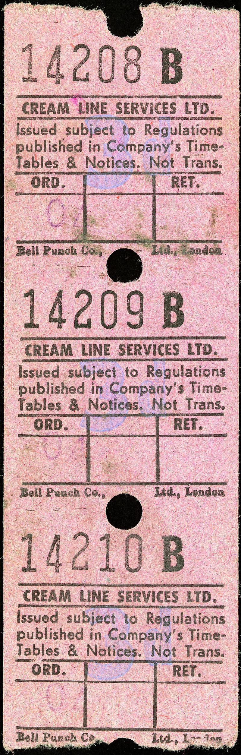 Cream Line services Ltd. bus ticket
