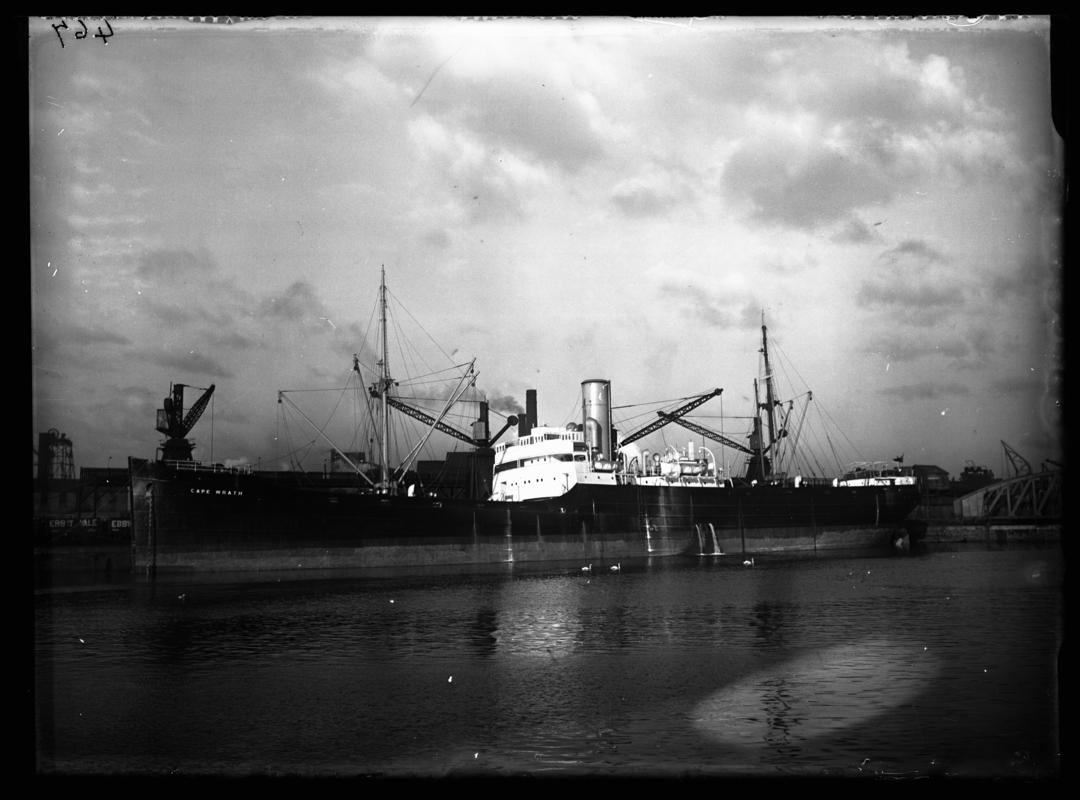 Port Broadside view of S.S. CAPE WRATH, Cardiff Docks c.1936