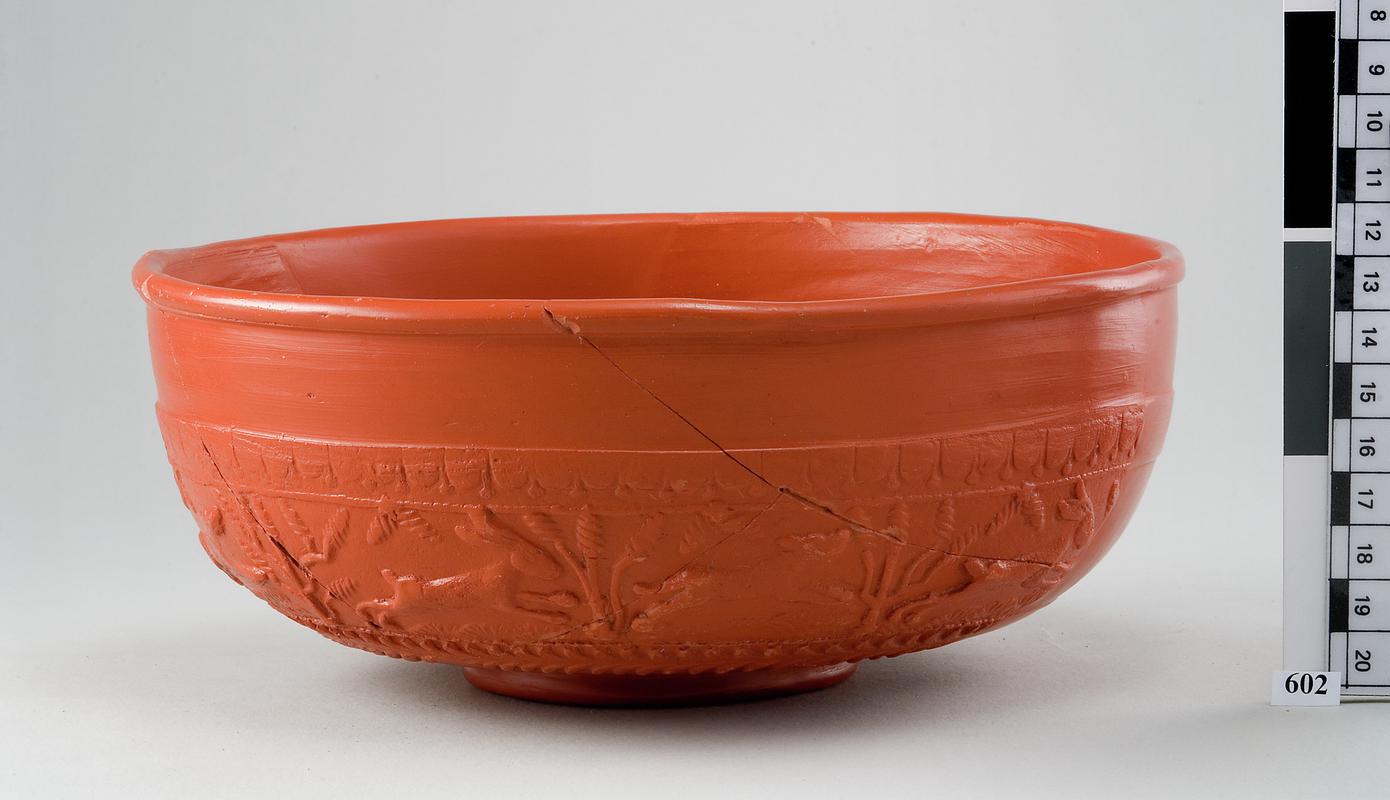 Roman samian bowl, decorated