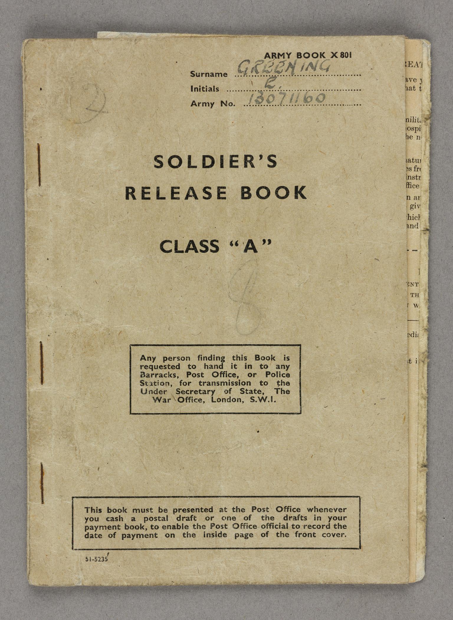 Soldier's release book