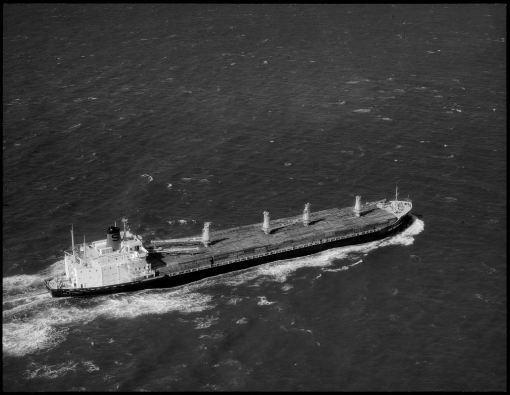 Aerial view of the M.V. NEW WESTMINSTER CITY at sea.