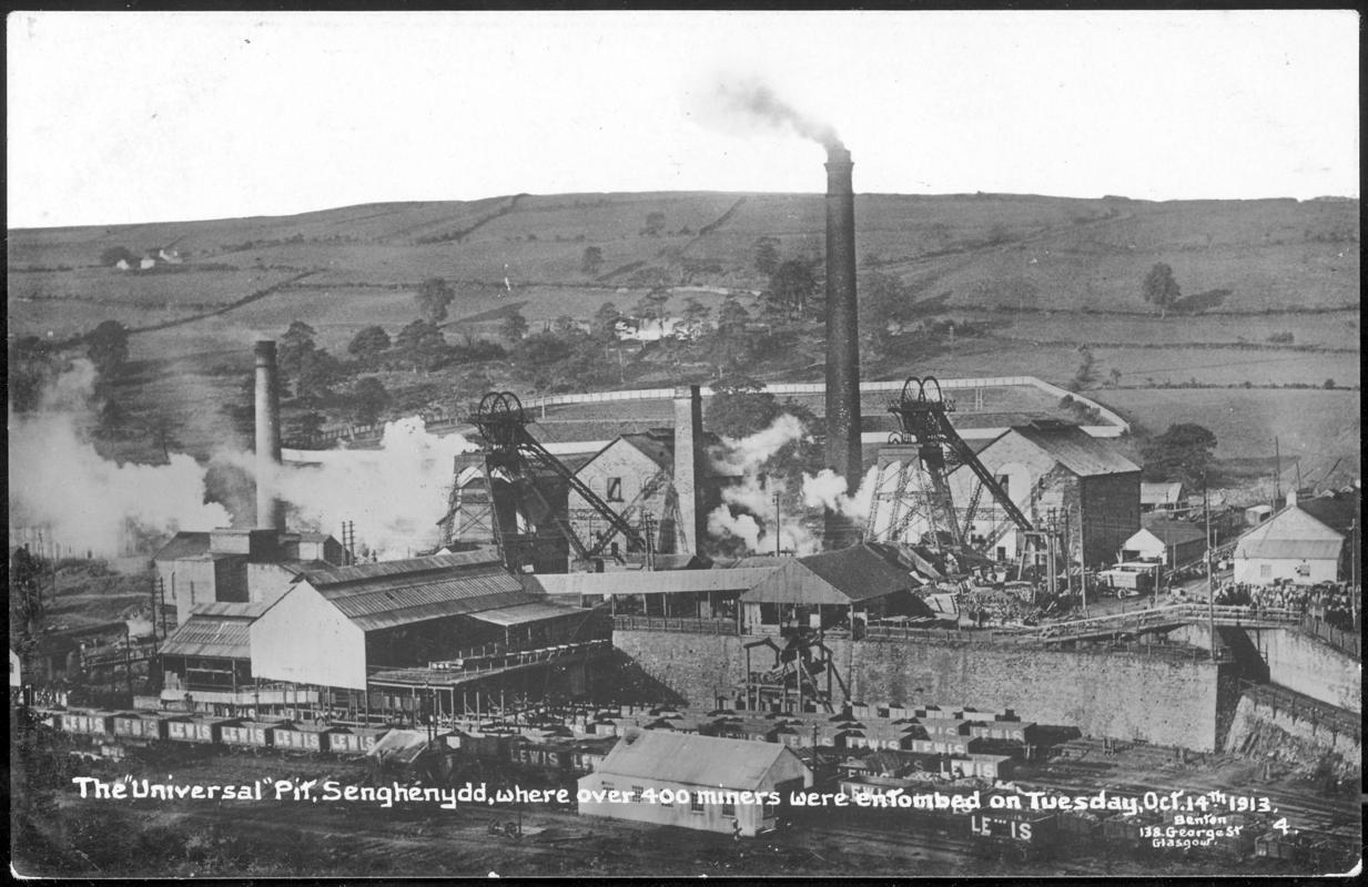 Universal Colliery, Senghenydd. The "Universal" Pit, Senghenydd, where over 400 miners were entombed on Tuesday Oct 14th 1913.