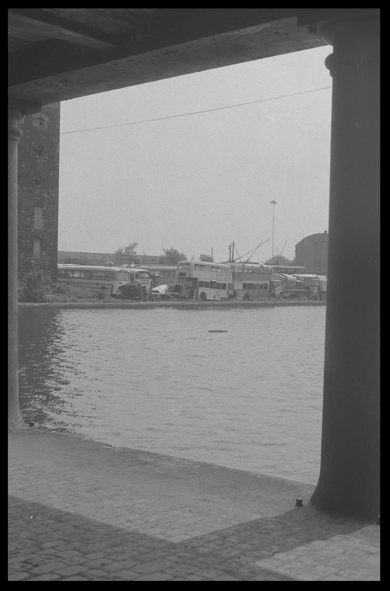 Bute East Dock, with old bus scrapyard in background.