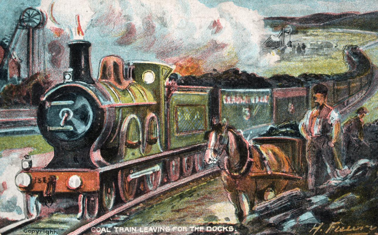Postcard : "Coal Train Leaving For The Docks"