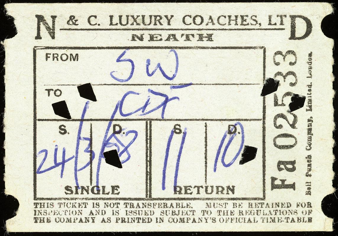 N & C. Luxury Coaches, Ltd. bus ticket