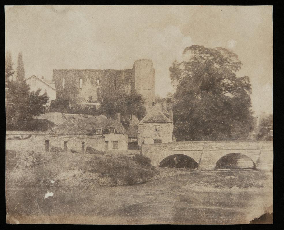 Brecon castle and bridge over river