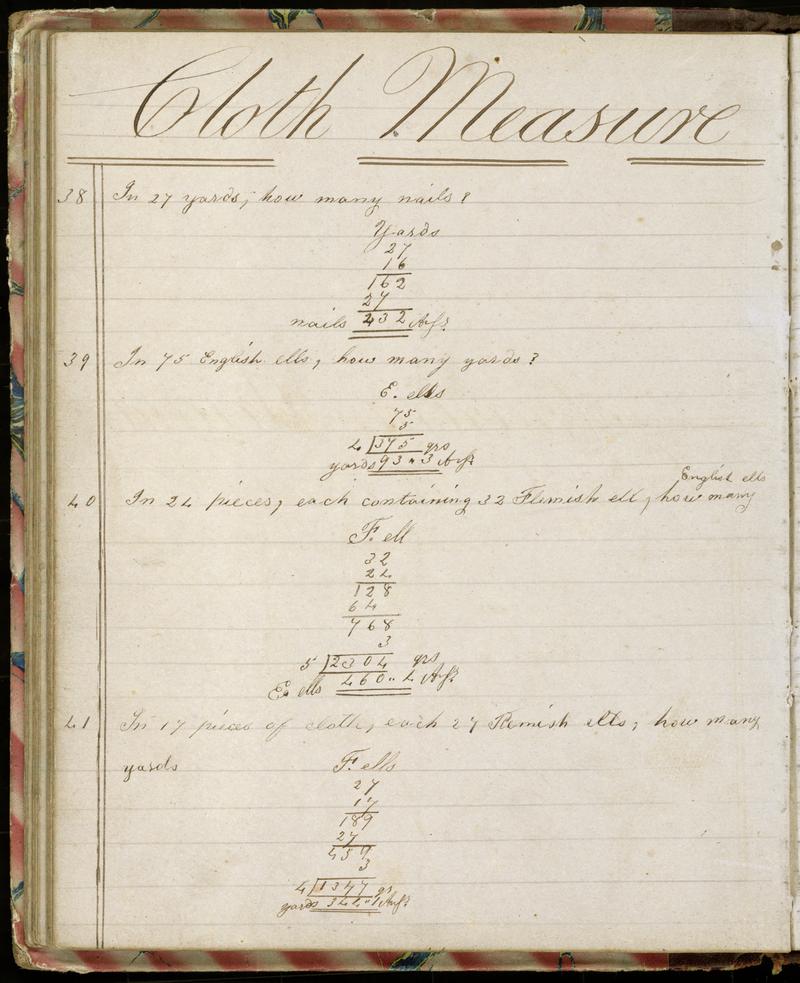 Henry Mason Book, "Cloth Measure" Page