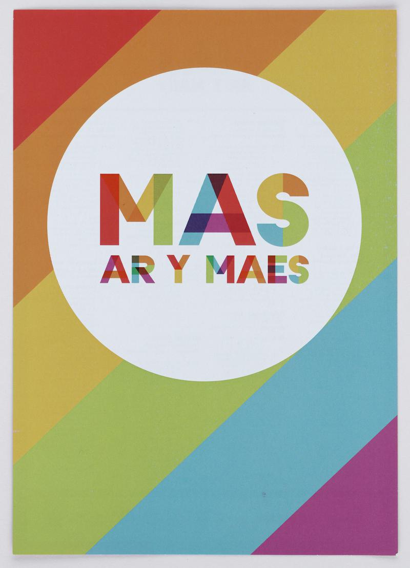 Leaflet showing programmed for 'Mas ar y Maes' events at the National Eisteddfod', Caerdydd / Cardiff, 4-11 Awst 2018  (front and back)