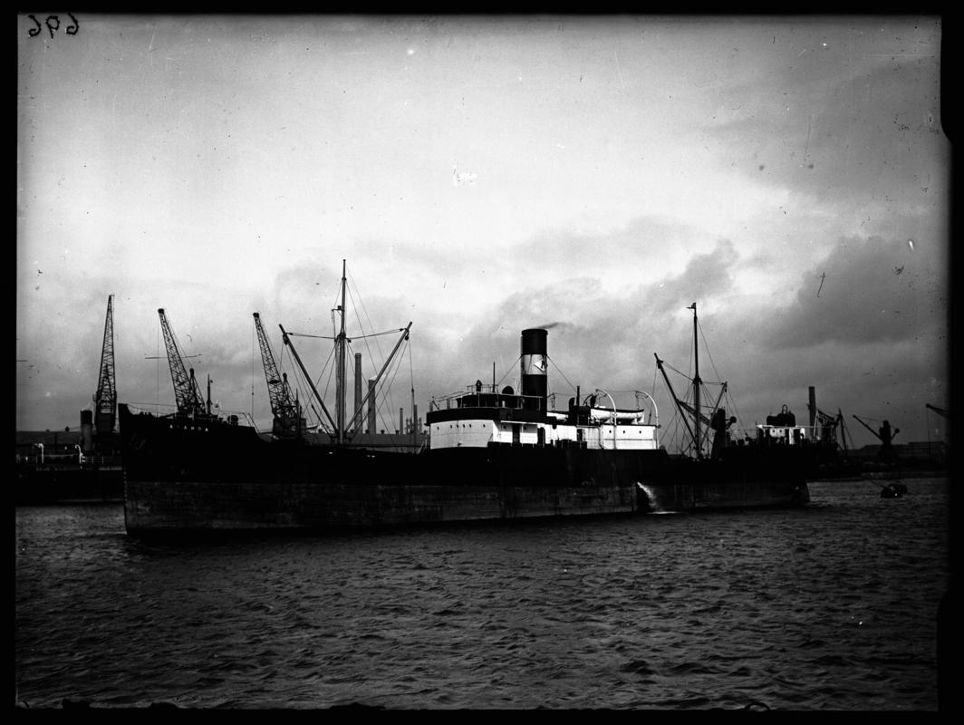 Port broadside view of S.S. ARANDA at Cardiff Docks, c.1936