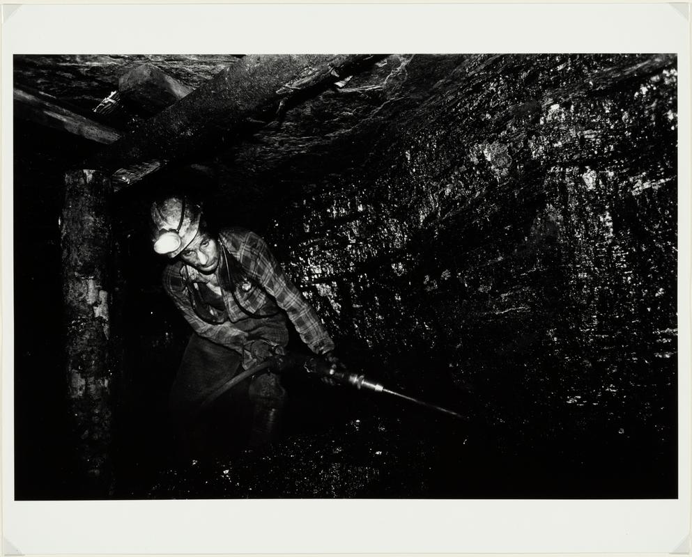 Miner on coal face, 1993 near Ebbw Vale
