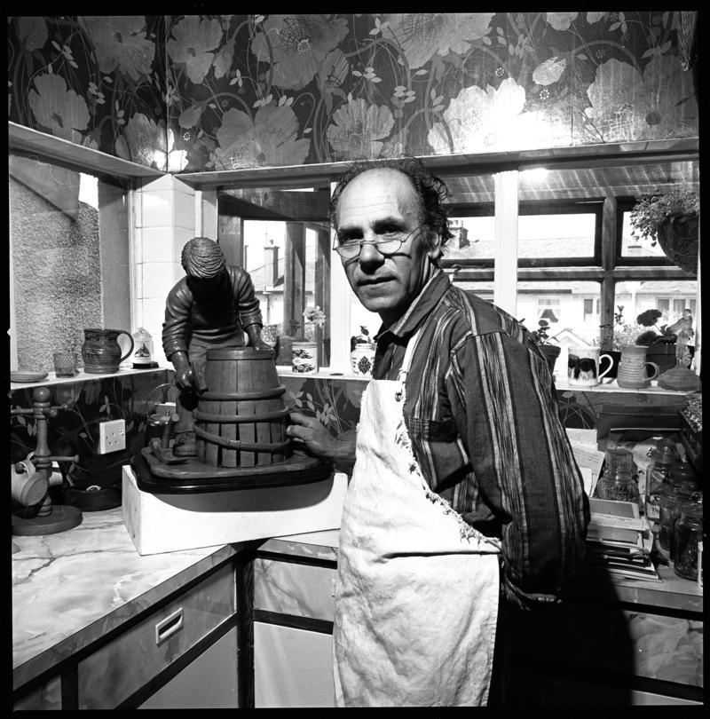 Adriano Candelori in his studio at Llanelli, negative