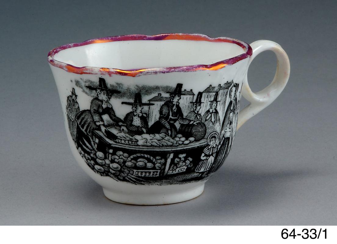 China tea cup decorated with Welsh costumes