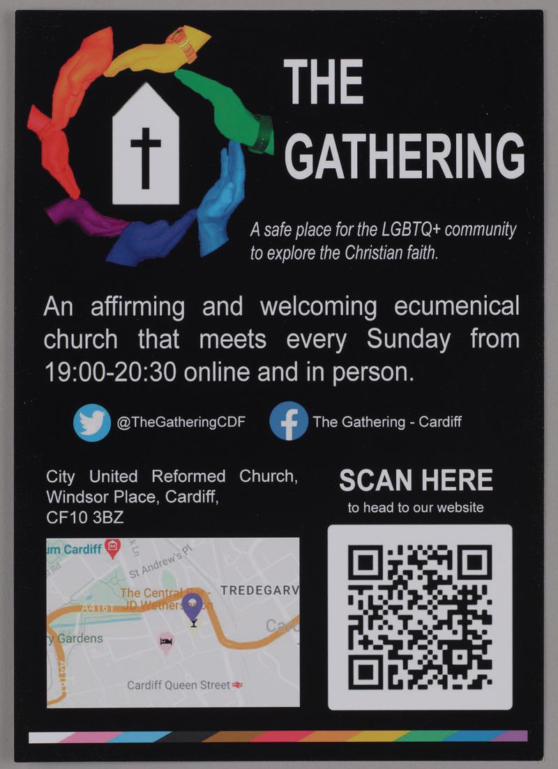 Leaflet 'The Gathering. A safe place for the LGBTQ+ community to explore the Christian faith'.
