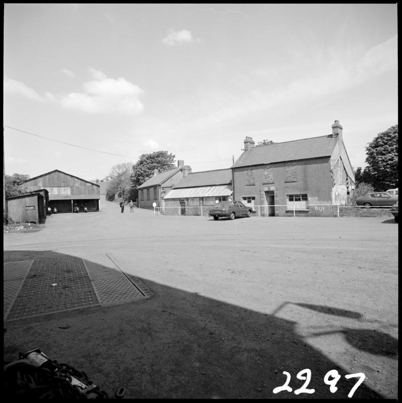 Black and white film negative showing Morlais Colliery buildings, 13 May 1981.  'Morlais 13/5/81' is transcribed from original negative bag.
