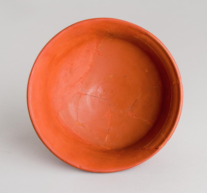 Roman samian bowl, decorated and stamped