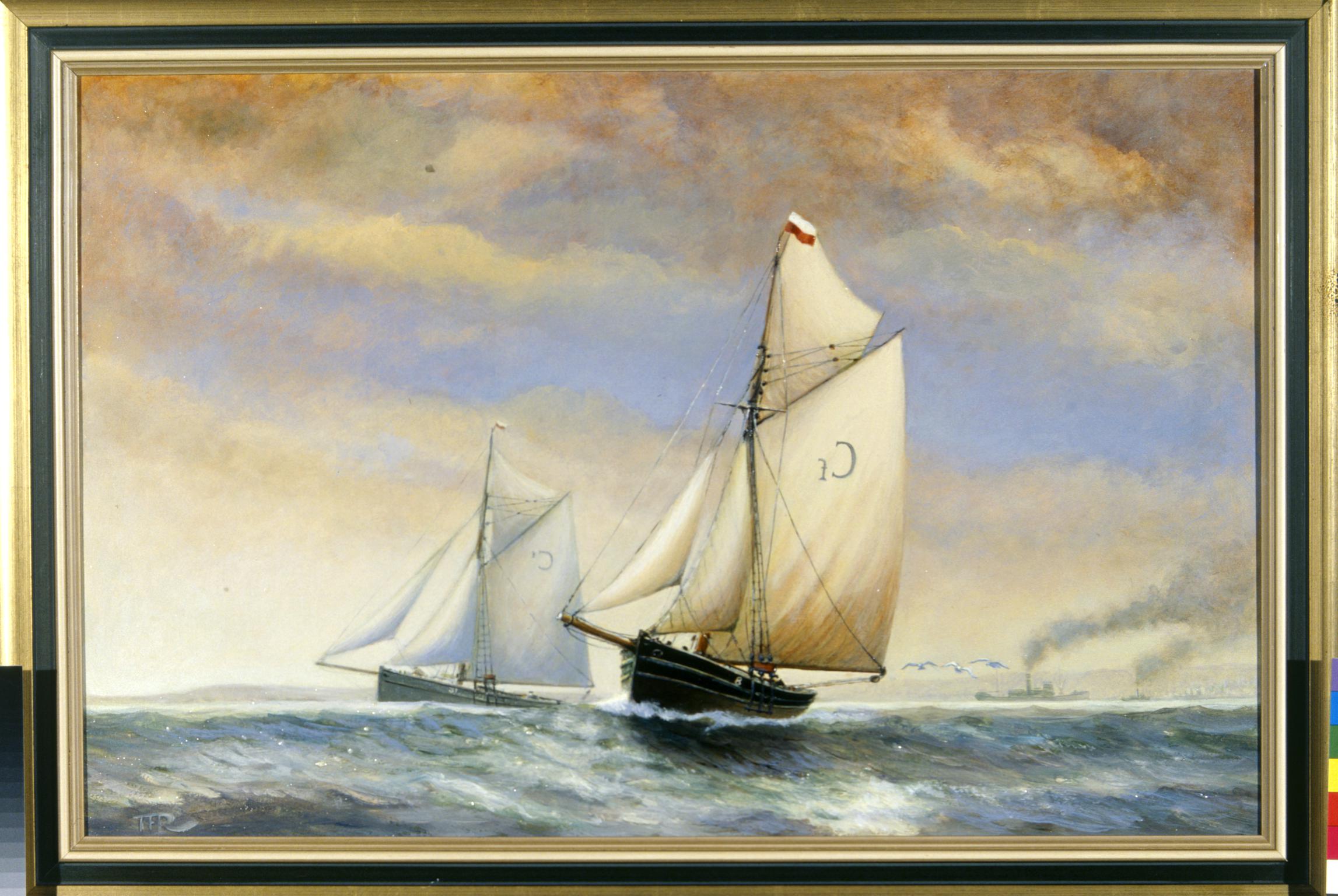 Pilot Cutters Heading Down Channel Out of Cardiff (painting)