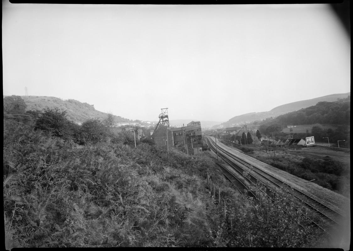 Black and white film negative showing a general view of Tymawr Colliery 1972.  'Ty Mawr 1972' is transcribed from original negative bag.