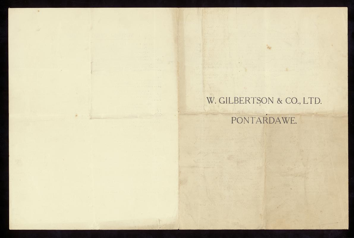 W. Gilbertson & Co. Ltd., Pontardawe (front)