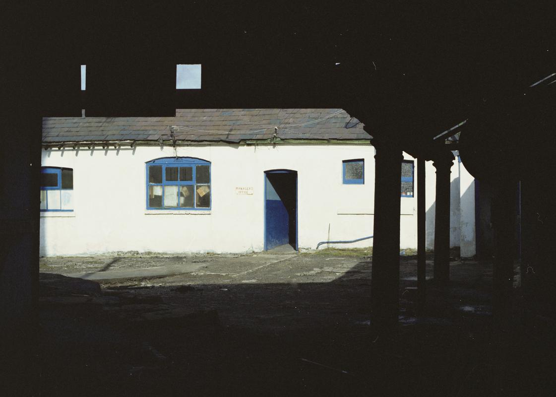 Colour film negative showing the Big Pit manager's office.