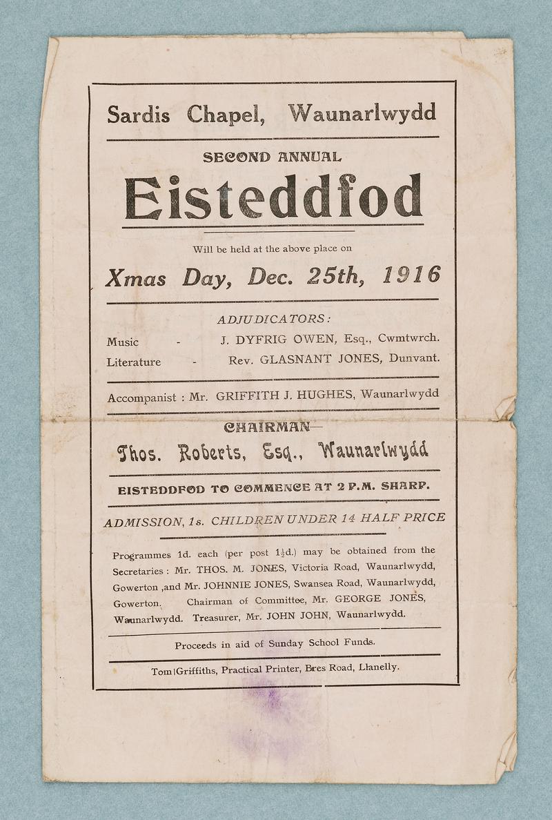 Programme, eisteddfod