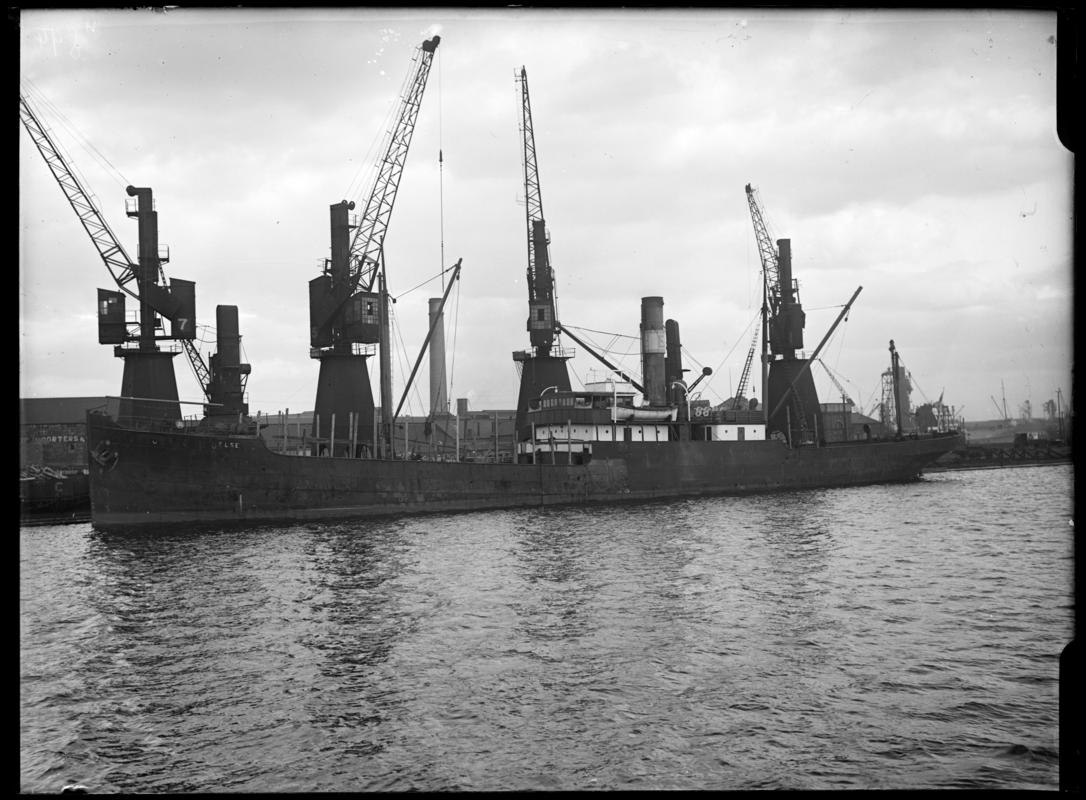 Port broadside view of S.S. ELSE at Cardiff Docks, c.1936.