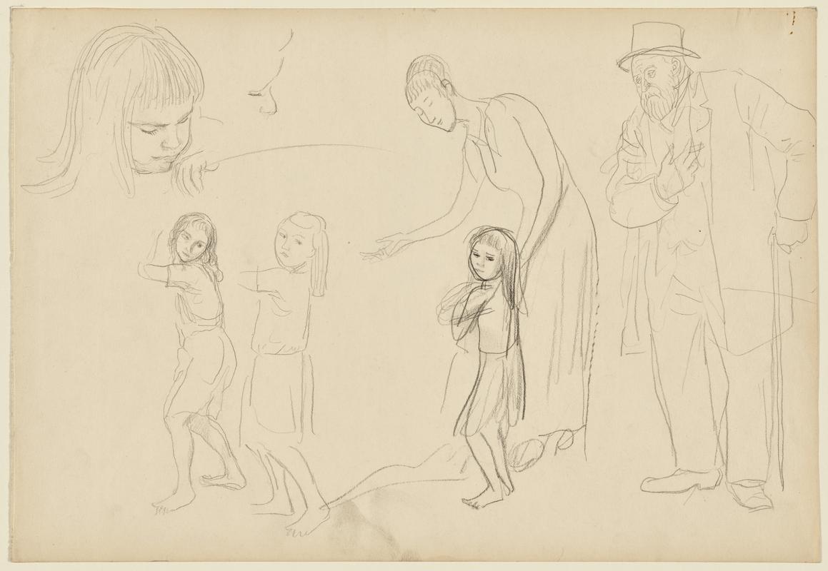 Sheet of Studies, with a Woman holding a Girl by the Hand an Old Man
