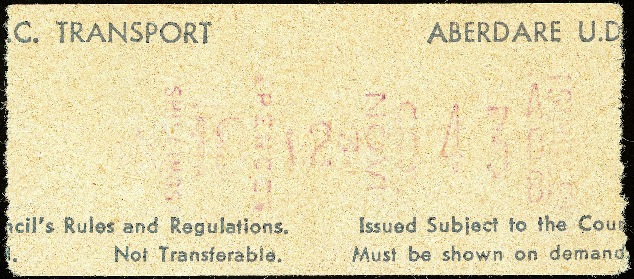Aberdare U.D.C. bus ticket