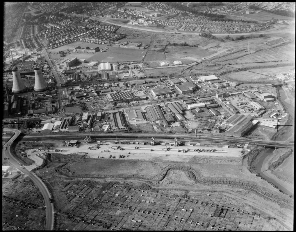Aerial view of Newport Road Industrial Estate, Cardiff.