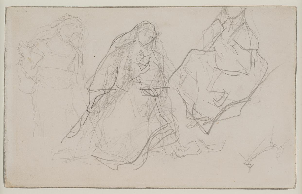 Three studies of a seated woman