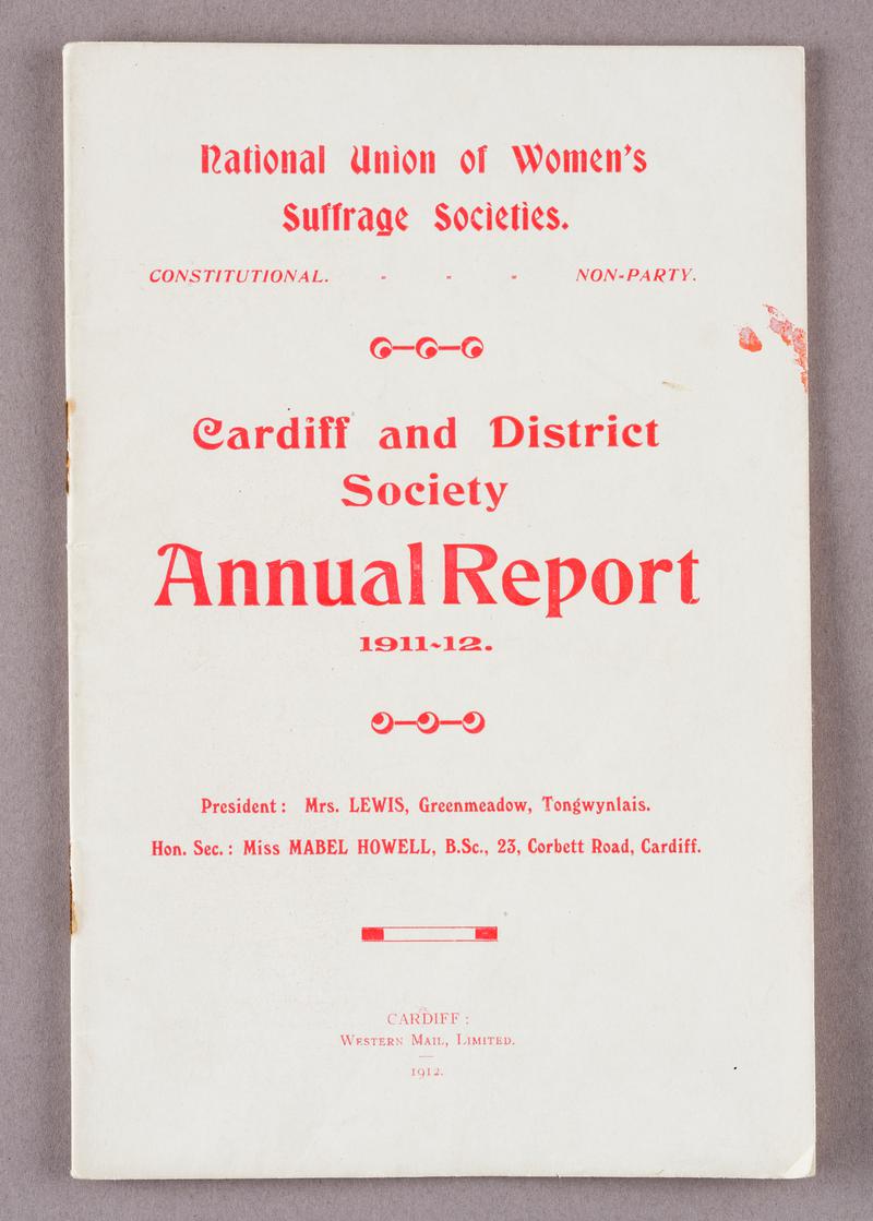 Cardiff and District Women's Suffrage Society Annual Report 1911-12.