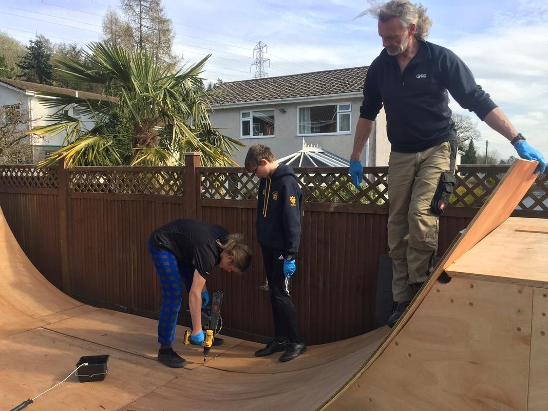 My sons and their dad learning new skills at the start of lockdown. They built a skateboard ramp to entertain themselves when they couldnt go out.