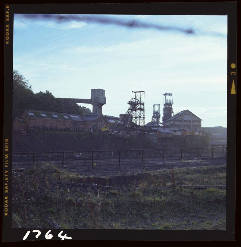 Colour film negative showing a general surface view of Oakdale colliery, October 1979.  'Oakdale' is transcribed from original negative bag.