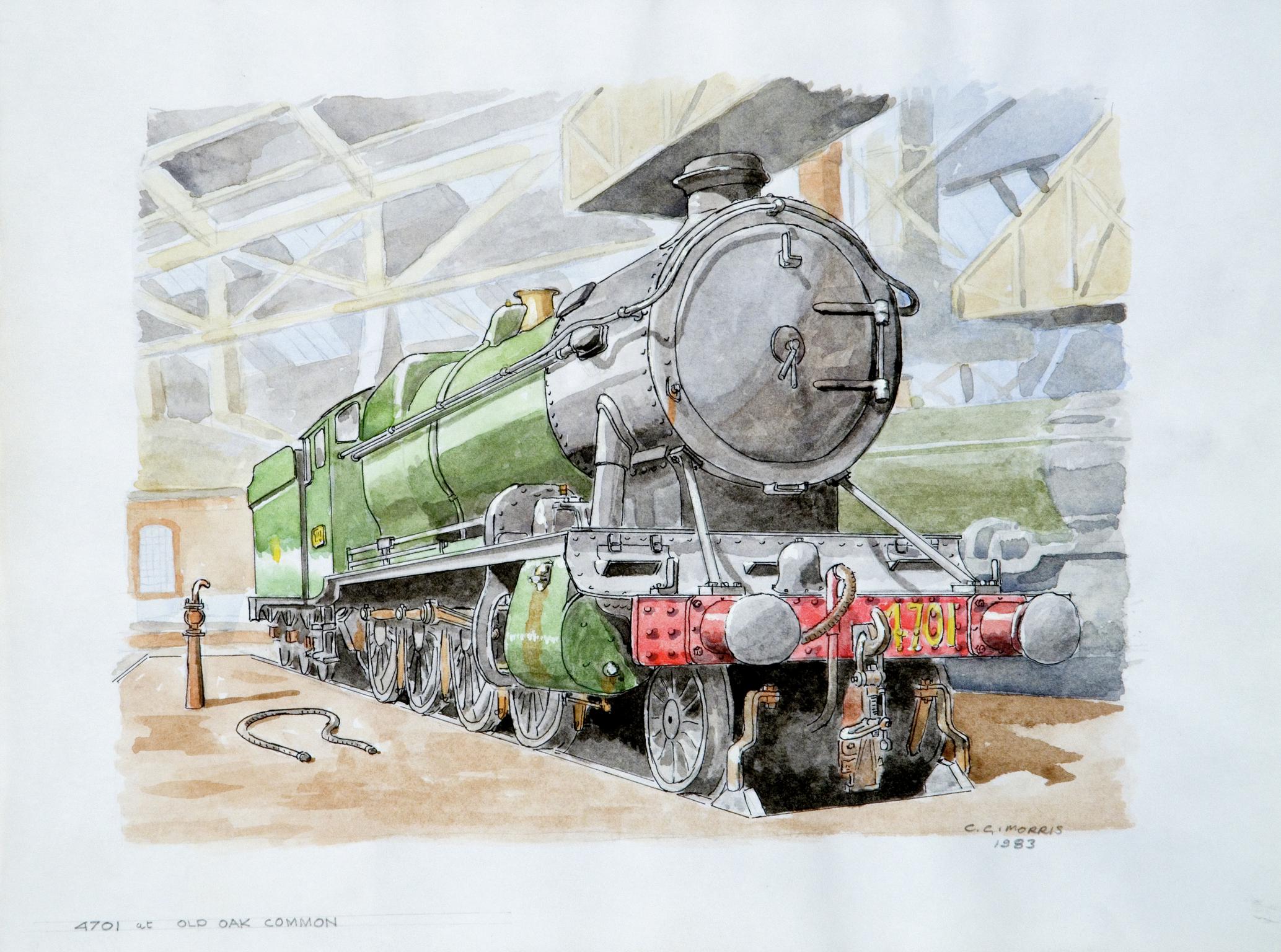 4701 at Old Oak Common (watercolour)
