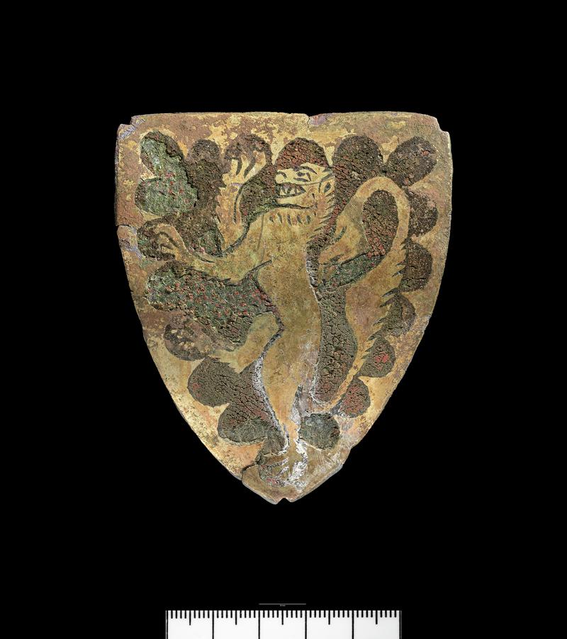 Medieval copper alloy armorial mount