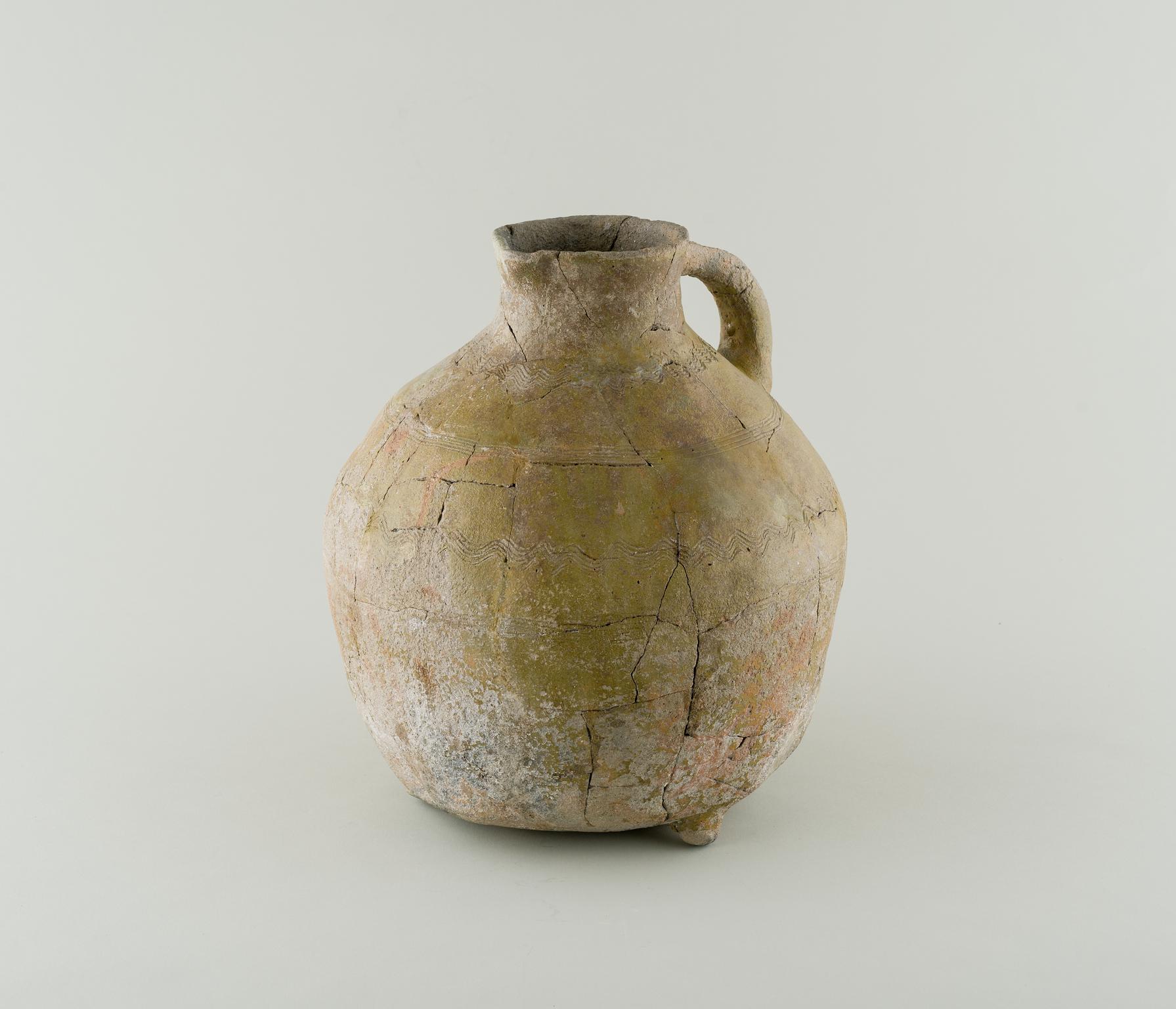 Medieval pottery tripod pitcher