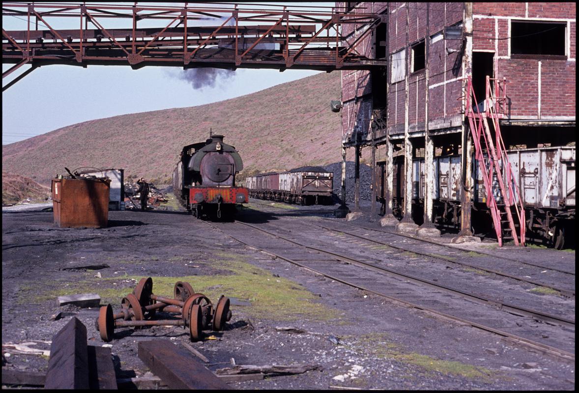 Colour film slide showing an Austerity 2765 locomotive at Graig Merthyr Colliery, 1977.