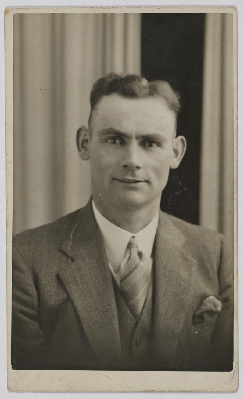 Newton Edwards, woodturner and carver, photographed as a young man in 1940. - Photographic Print