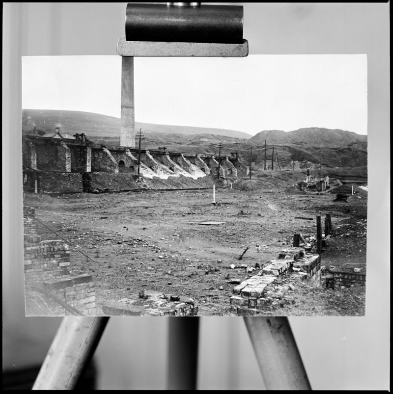 Black and white film negative of a photograph showing Coity Site, Blaenavon 1936-37.  'Coity Site 1936-37' is transcribed from original negative bag.