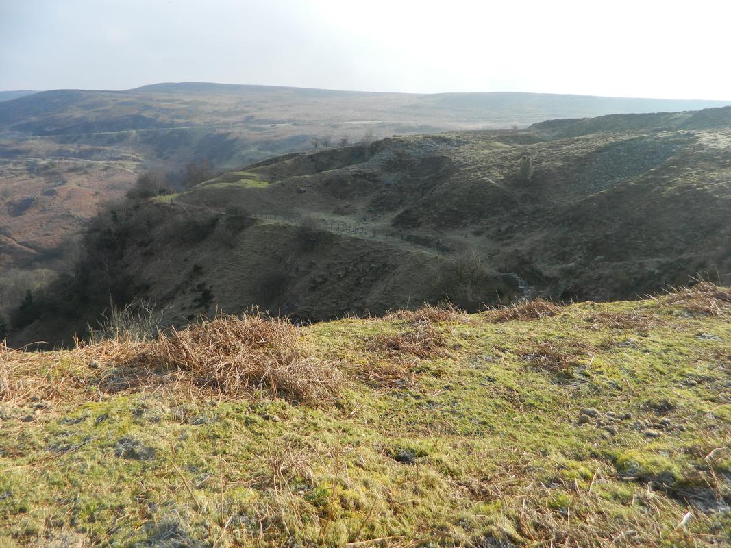 Panorama looking north east from east end of Pwll Du Quarries (joins with 3) with curve of Hillís Tramroad in middle distance. This is the west half of 2015.98/12, /46, /74 & /105.