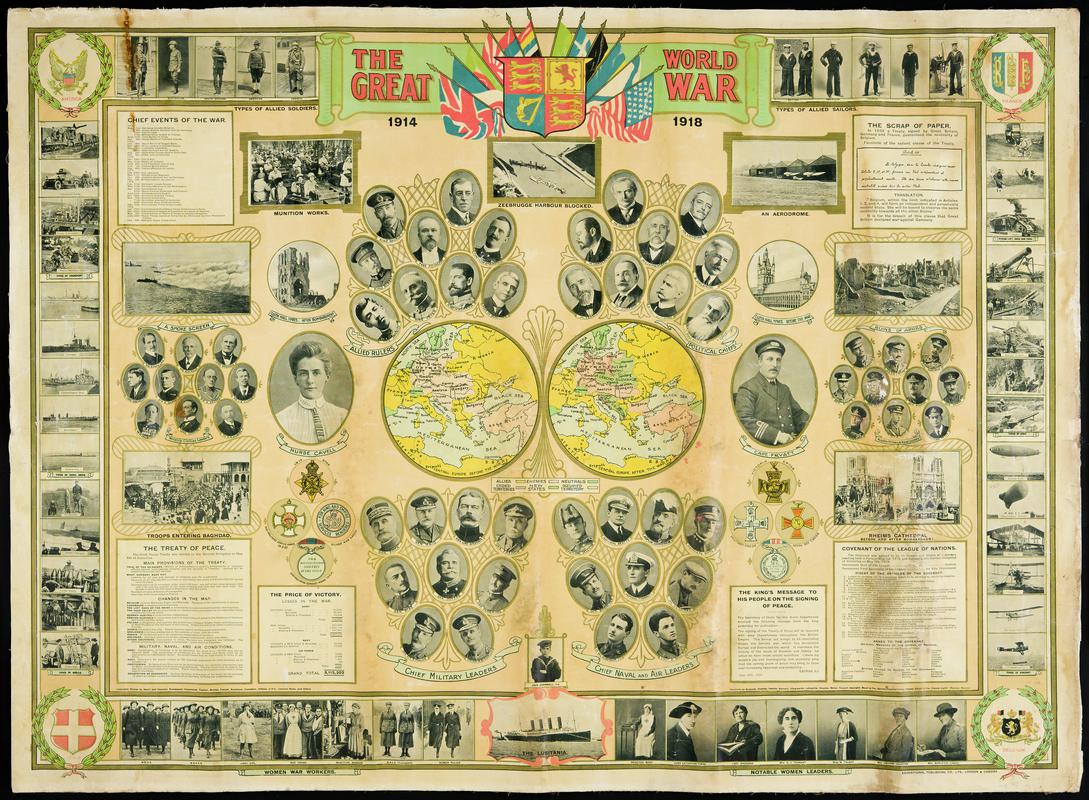 Full-colour wall chart of the events of the First World War.