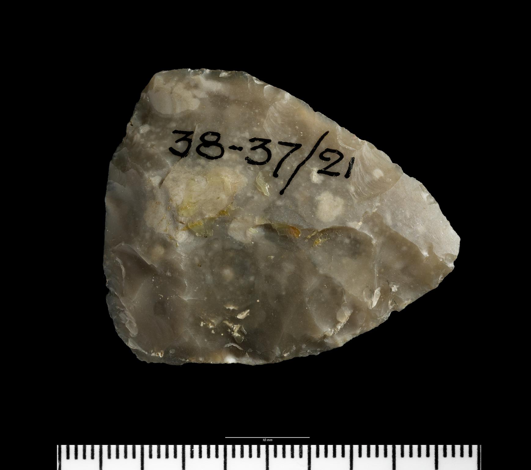 Early Bronze Age flint arrowhead roughout barbed and tanged