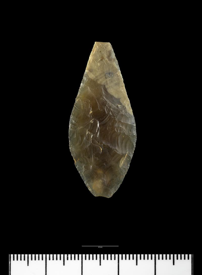 Flint leaf shaped arrowhead from Crick