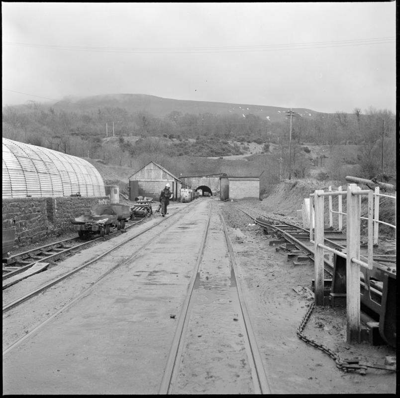 Black and white film negative showing the entrance to Blaengwrach mine. 'Blaengwrach' is transcribed from original negative bag.